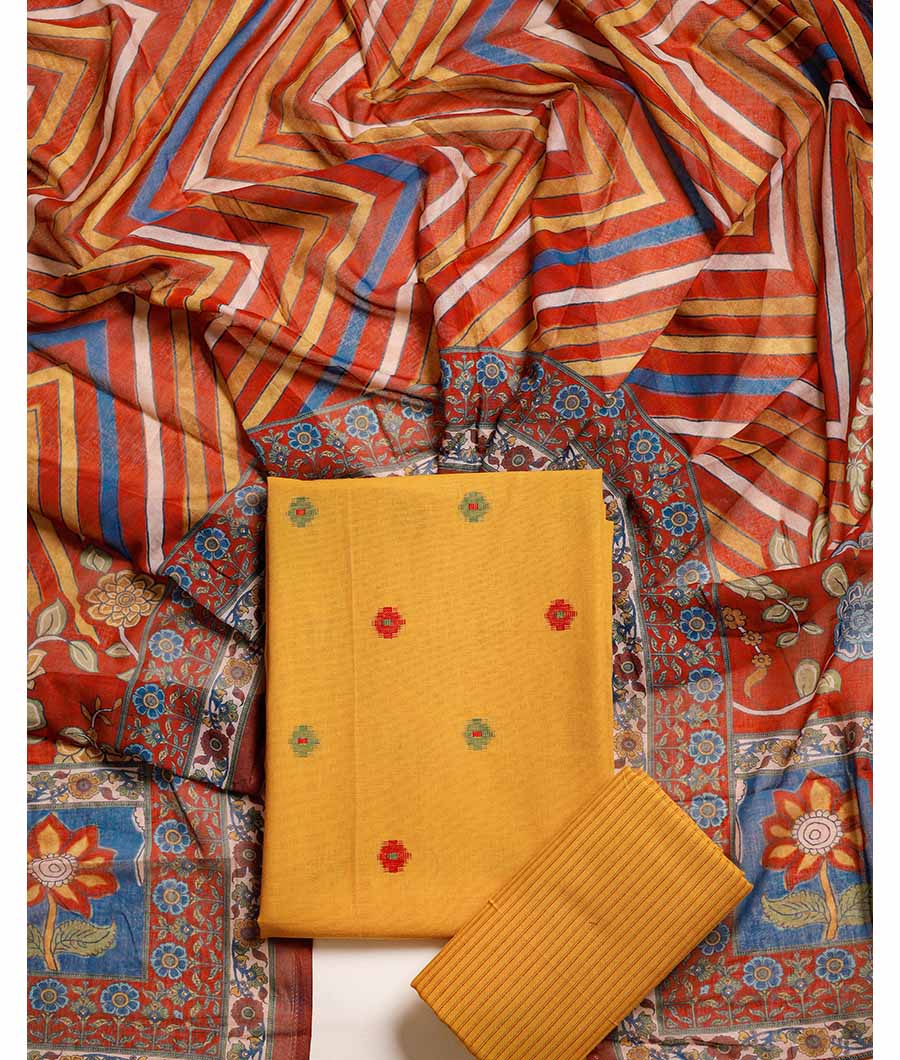 COTTON WOVEN & COTTON KALAMKARI DUPATTA SUIT SET