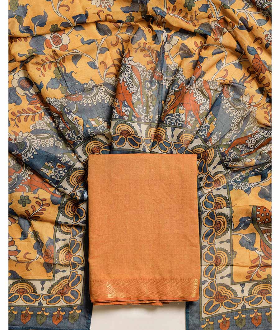 COTTON WOVEN & COTTON KALAMKARI DUPATTA SUIT SET