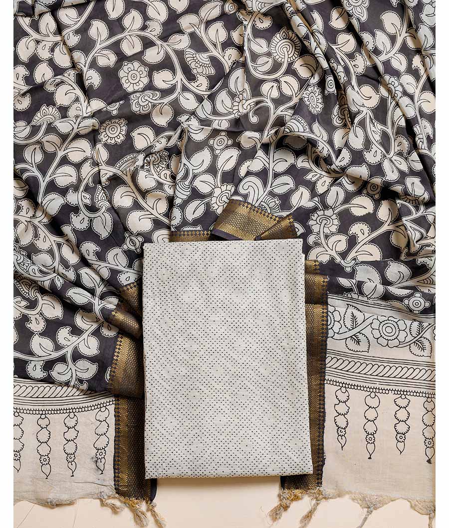 COTTON WOVEN & COTTON KALAMKARI DUPATTA SUIT SET