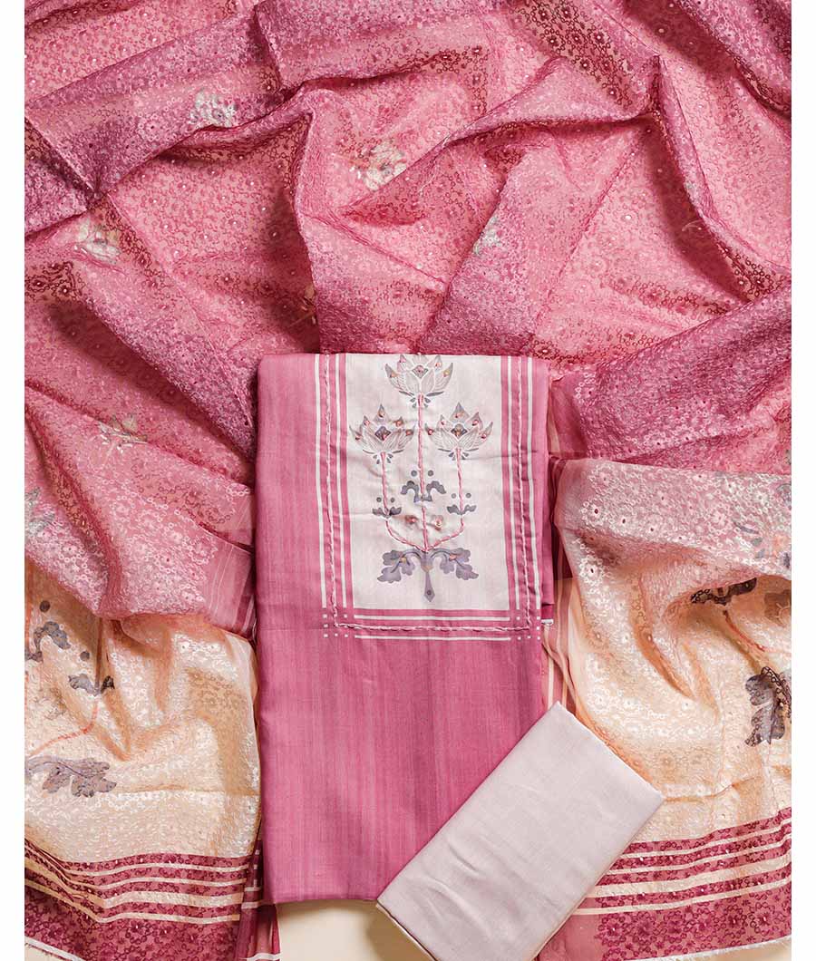 CHANDERI SILK & HAKOBA DUPATTA SUIT SET