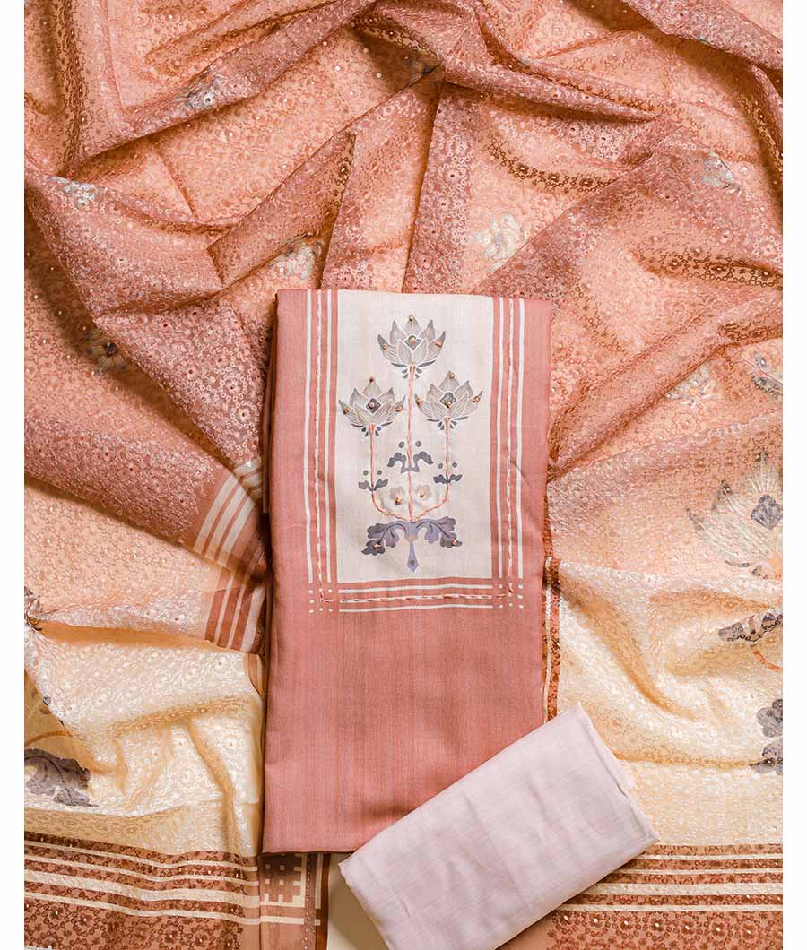 CHANDERI SILK & HAKOBA DUPATTA SUIT SET