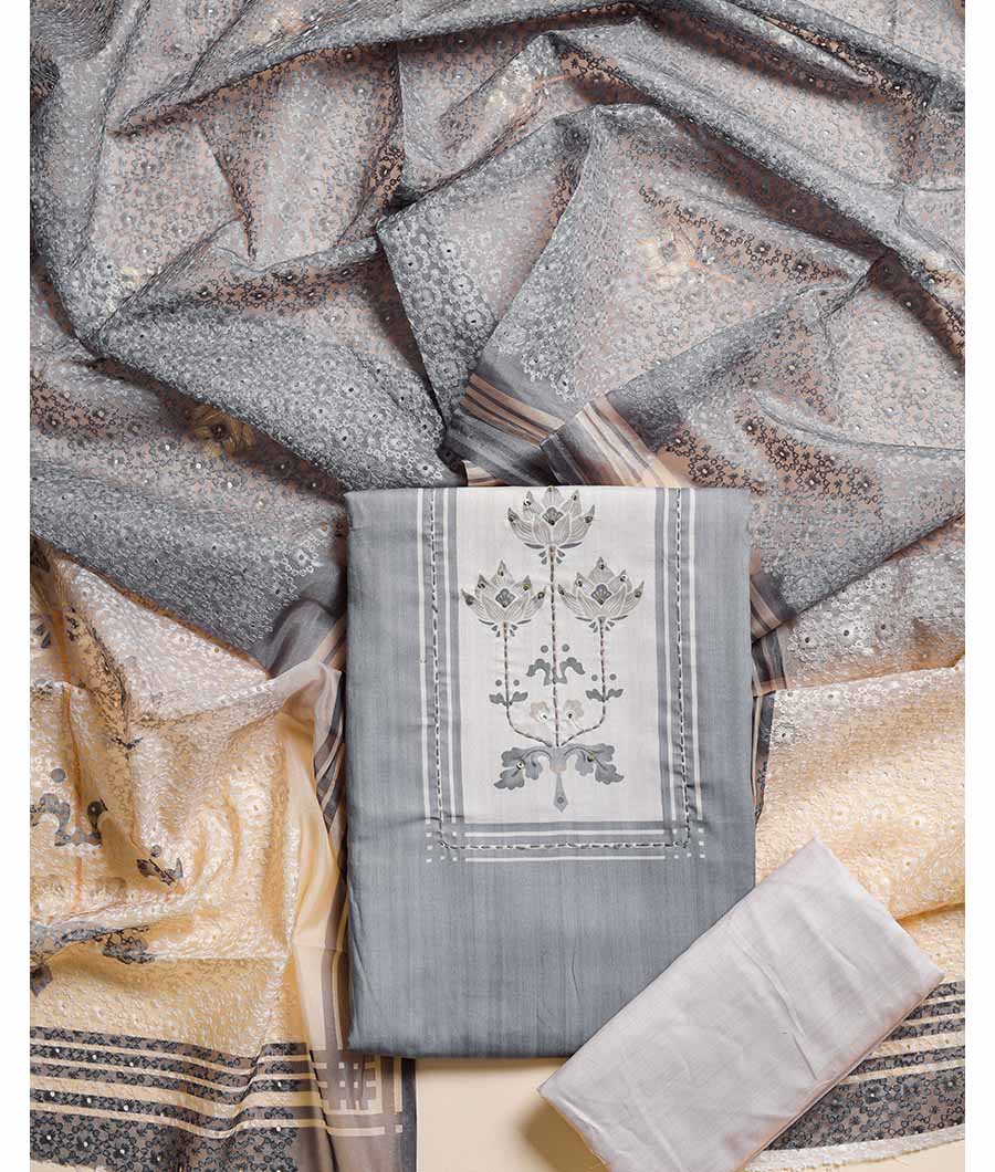 CHANDERI SILK & HAKOBA DUPATTA SUIT SET