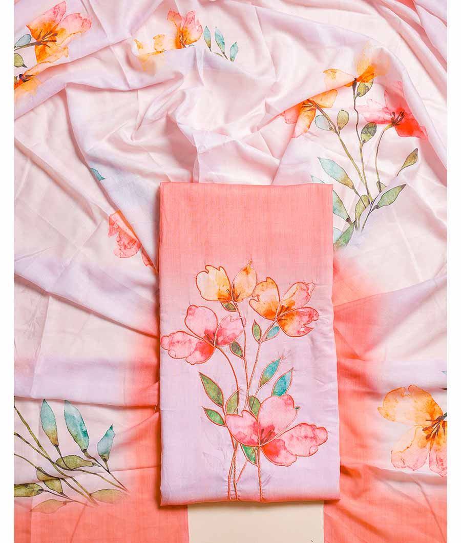 COTTON EMBROIDERY & COTTON DUPATTA SUIT SET