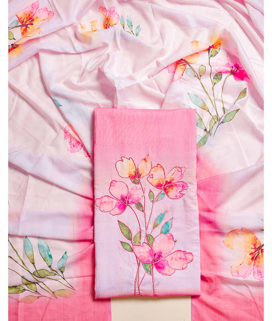 COTTON EMBROIDERY & COTTON DUPATTA SUIT SET