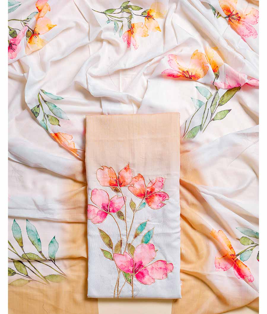 COTTON EMBROIDERY & COTTON DUPATTA SUIT SET
