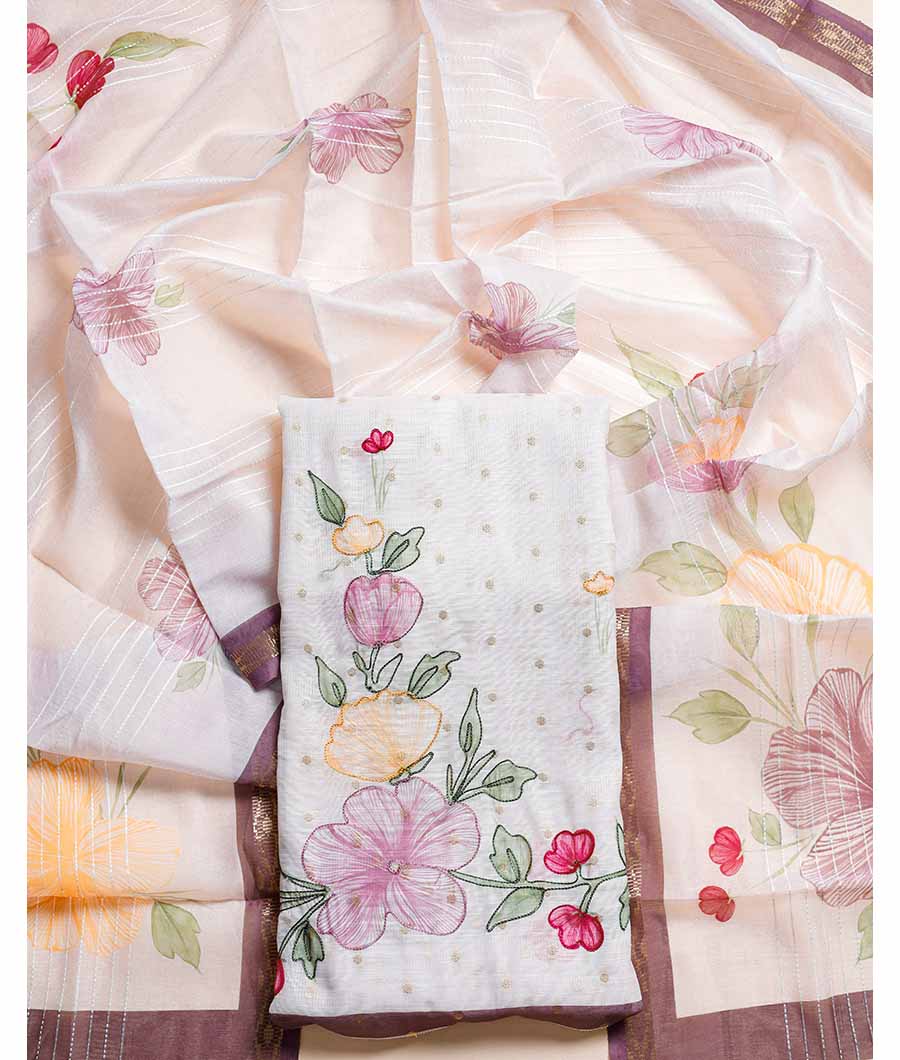 CHANDERI SILK EMBROIDERED SUIT SET