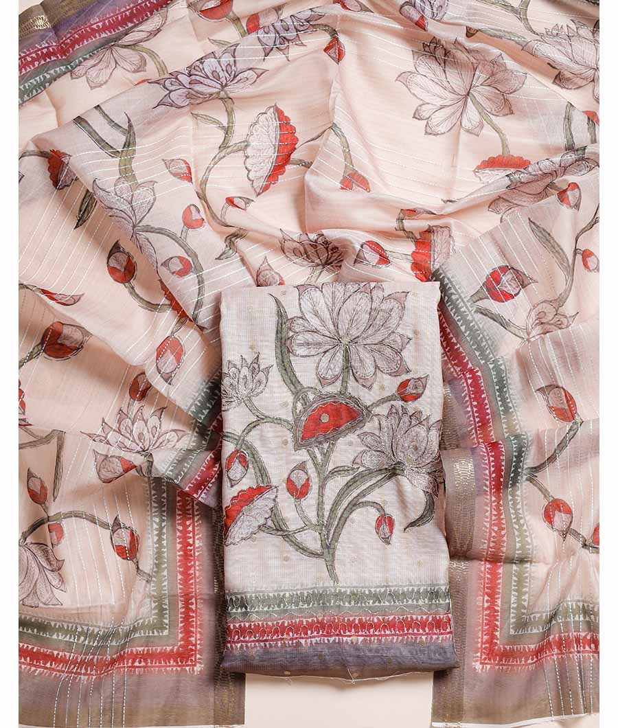 CHANDERI SILK EMBROIDERED SUIT SET