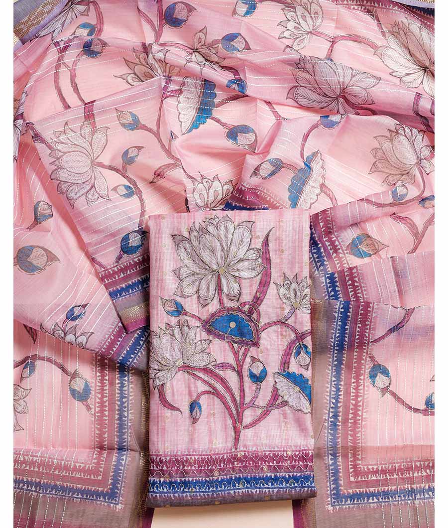 CHANDERI SILK EMBROIDERED SUIT SET