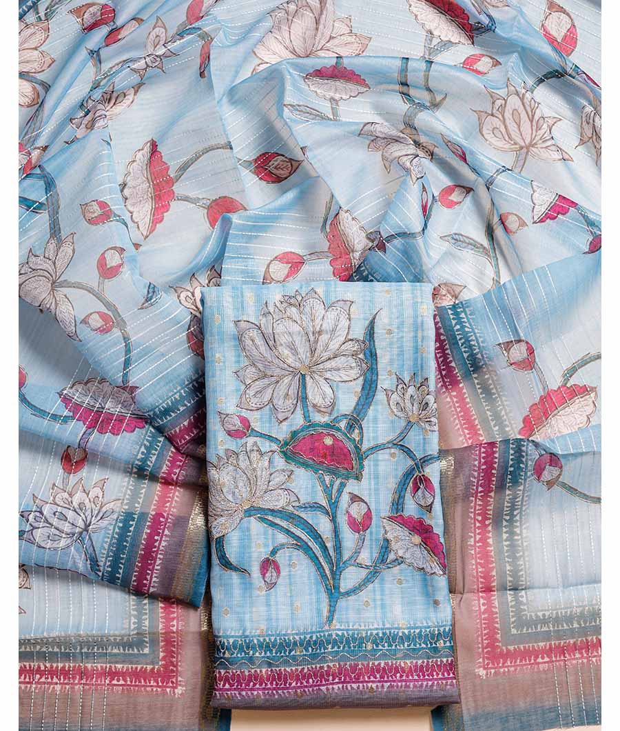 CHANDERI SILK EMBROIDERED SUIT SET