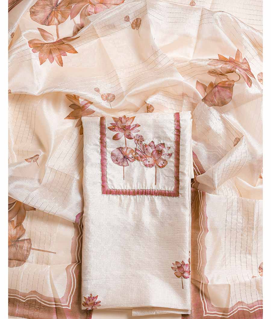 CHANDERI TISSUE  SILK EMBROIDERED SUIT SET
