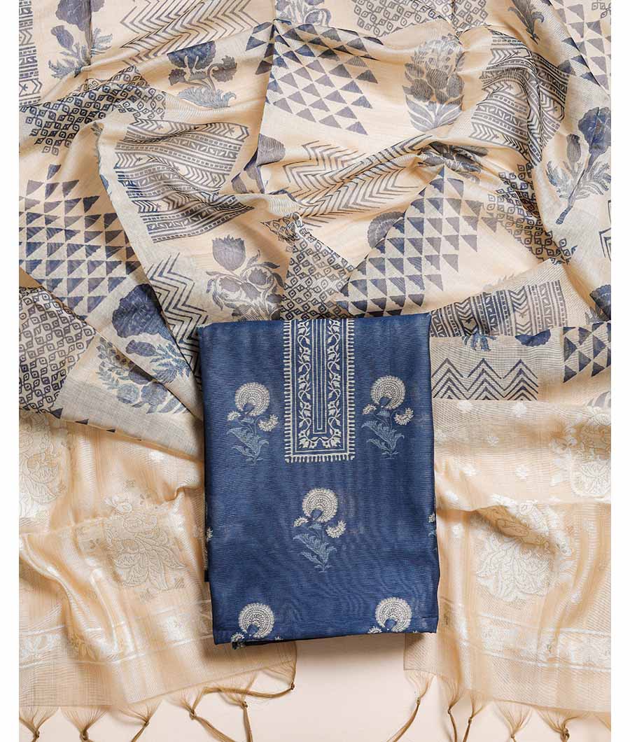 INDIGO MODAL SILK PRINTED SUIT SET