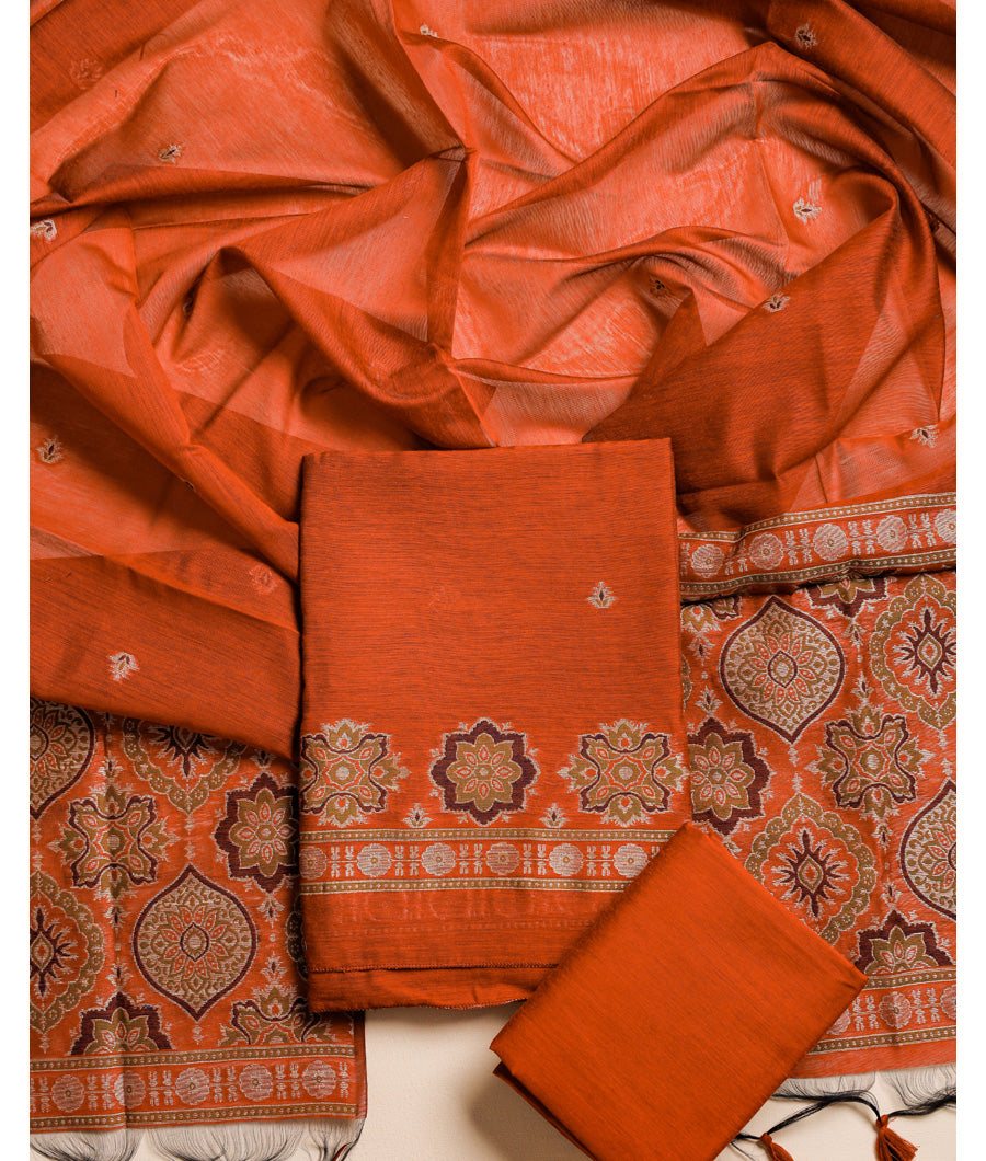 AJRAKH MUGA SILK WOVEN SUIT SET