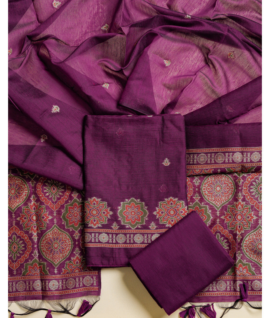AJRAKH MUGA SILK WOVEN SUIT SET