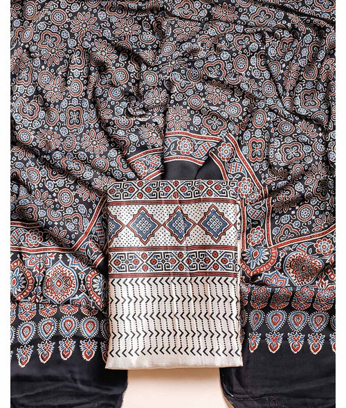 AJRAKH MASHROO SILK WITH MODAL SILK DUPATTA SUIT SET