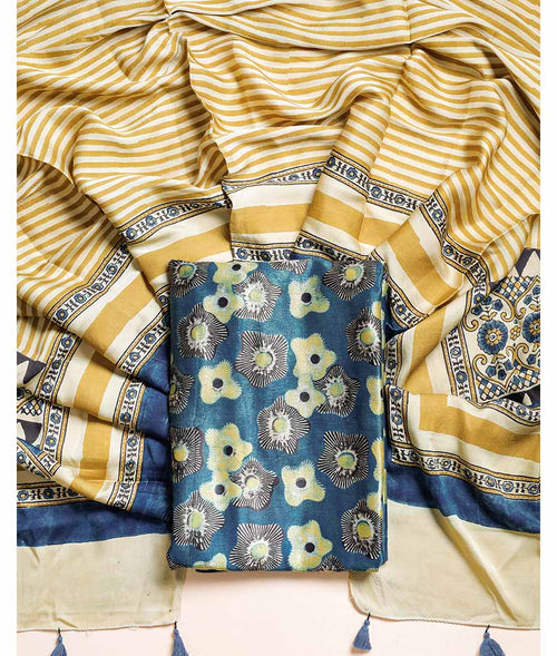 AJRAKH MASHROO SILK WITH MODAL SILK DUPATTA SUIT SET