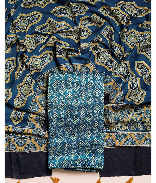 AJRAKH MASHROO SILK WITH MODAL SILK DUPATTA SUIT SET