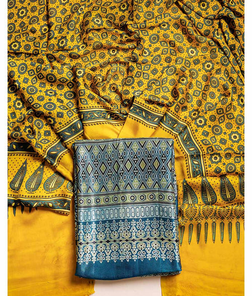 AJRAKH MASHROO SILK WITH MODAL SILK DUPATTA SUIT SET