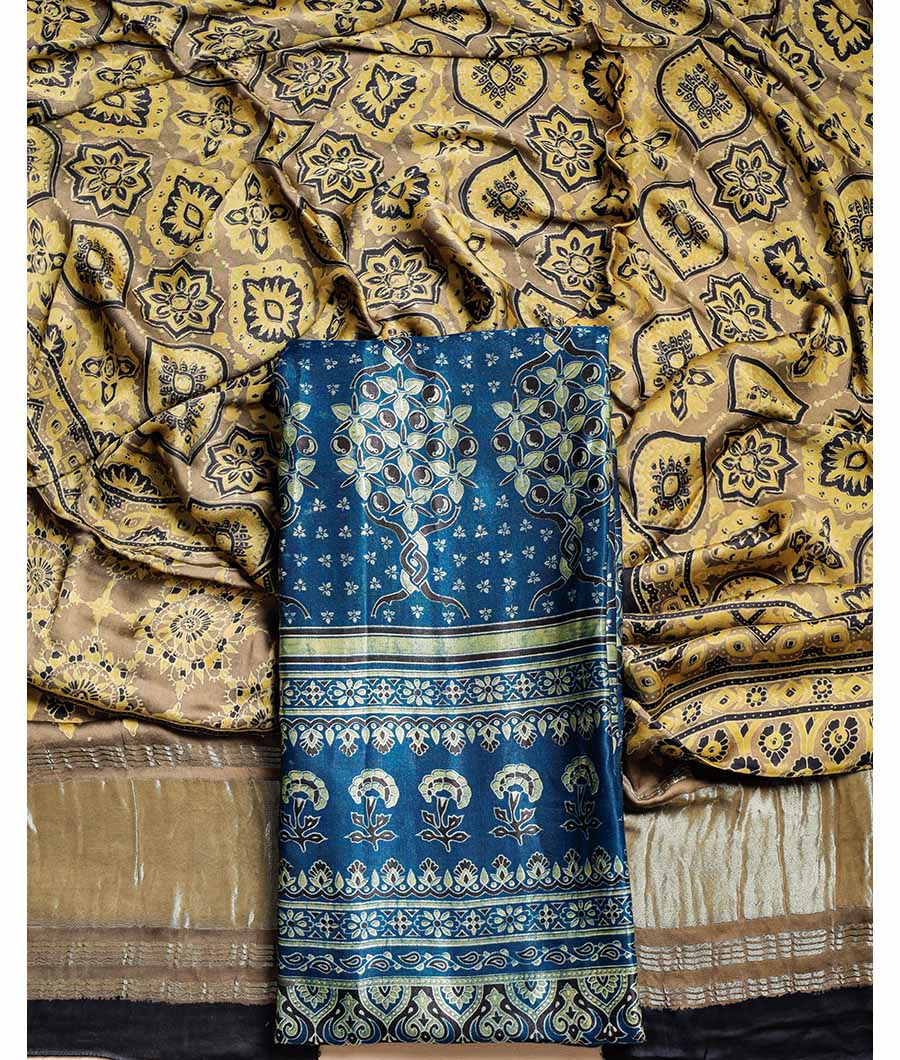 AJRAKH MASHROO SILK WITH MODAL SILK DUPATTA SUIT SET