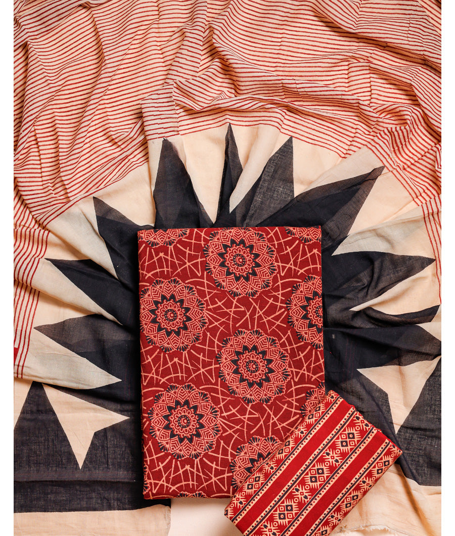 COTTON AJRAKH SUIT SET