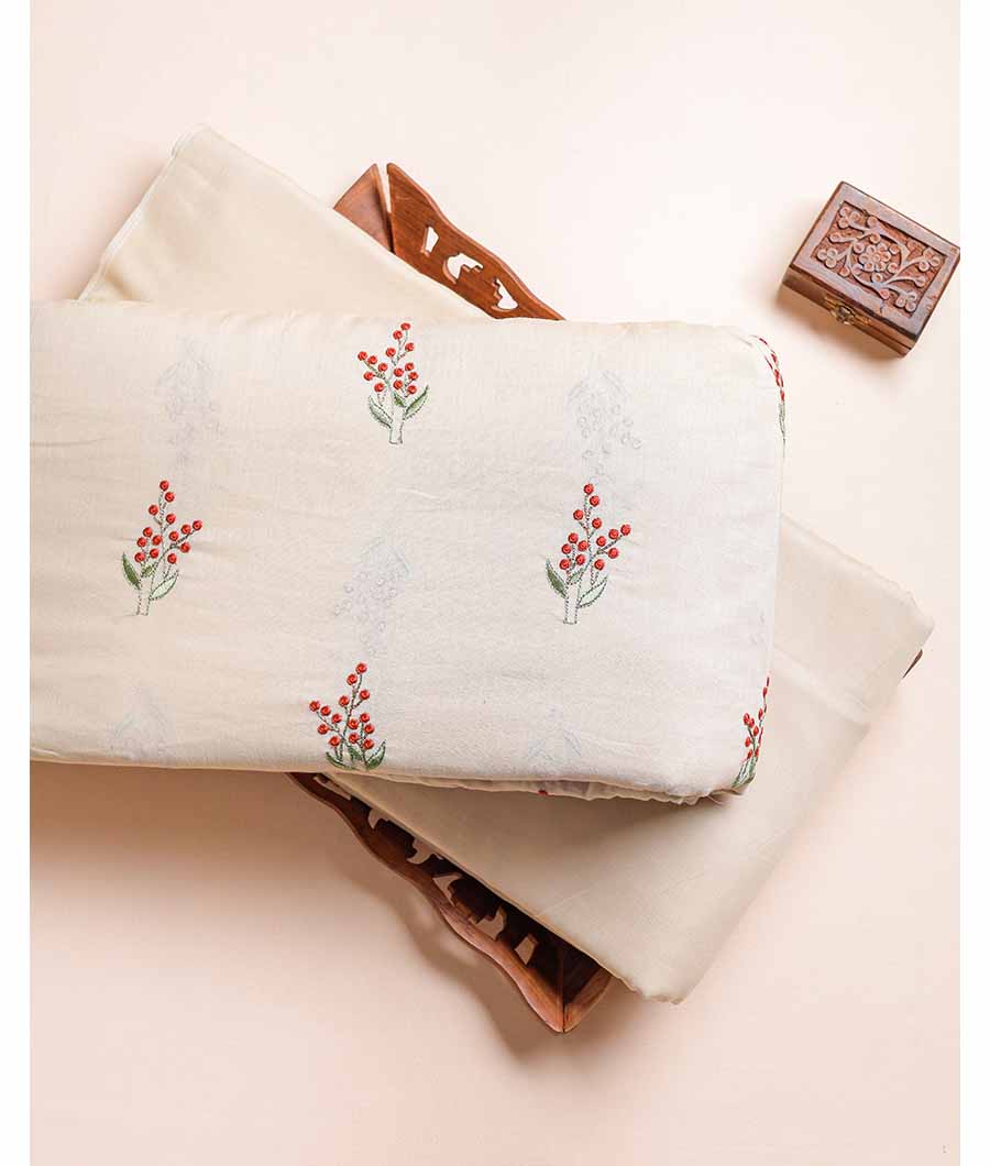 CHANDERI EMBROIDERED AND PLAIN FABRIC