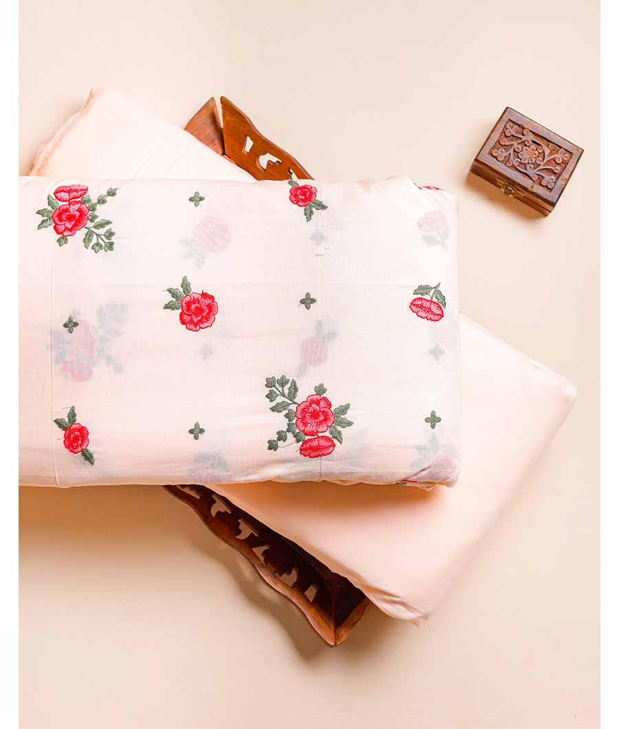 CHANDERI EMBROIDERED AND PLAIN FABRIC