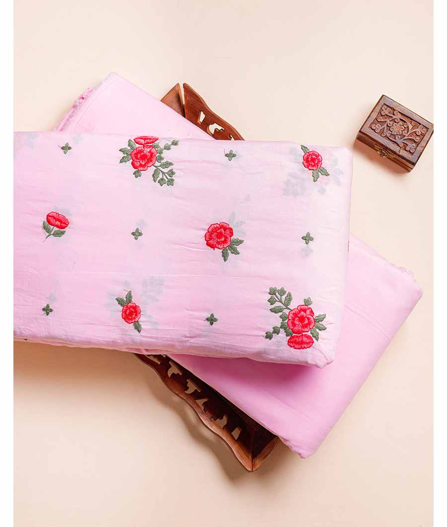 CHANDERI EMBROIDERED AND PLAIN FABRIC