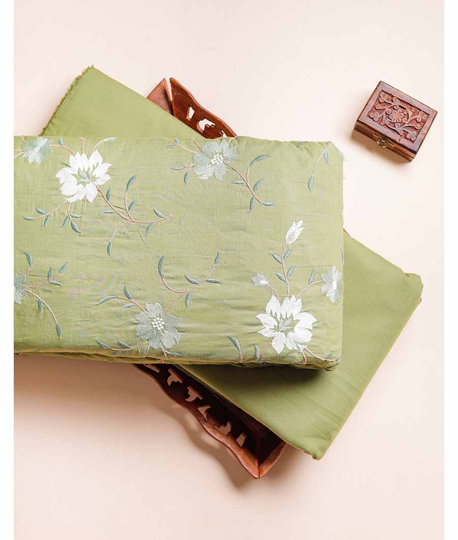 CHANDERI EMBROIDERED AND PLAIN FABRIC