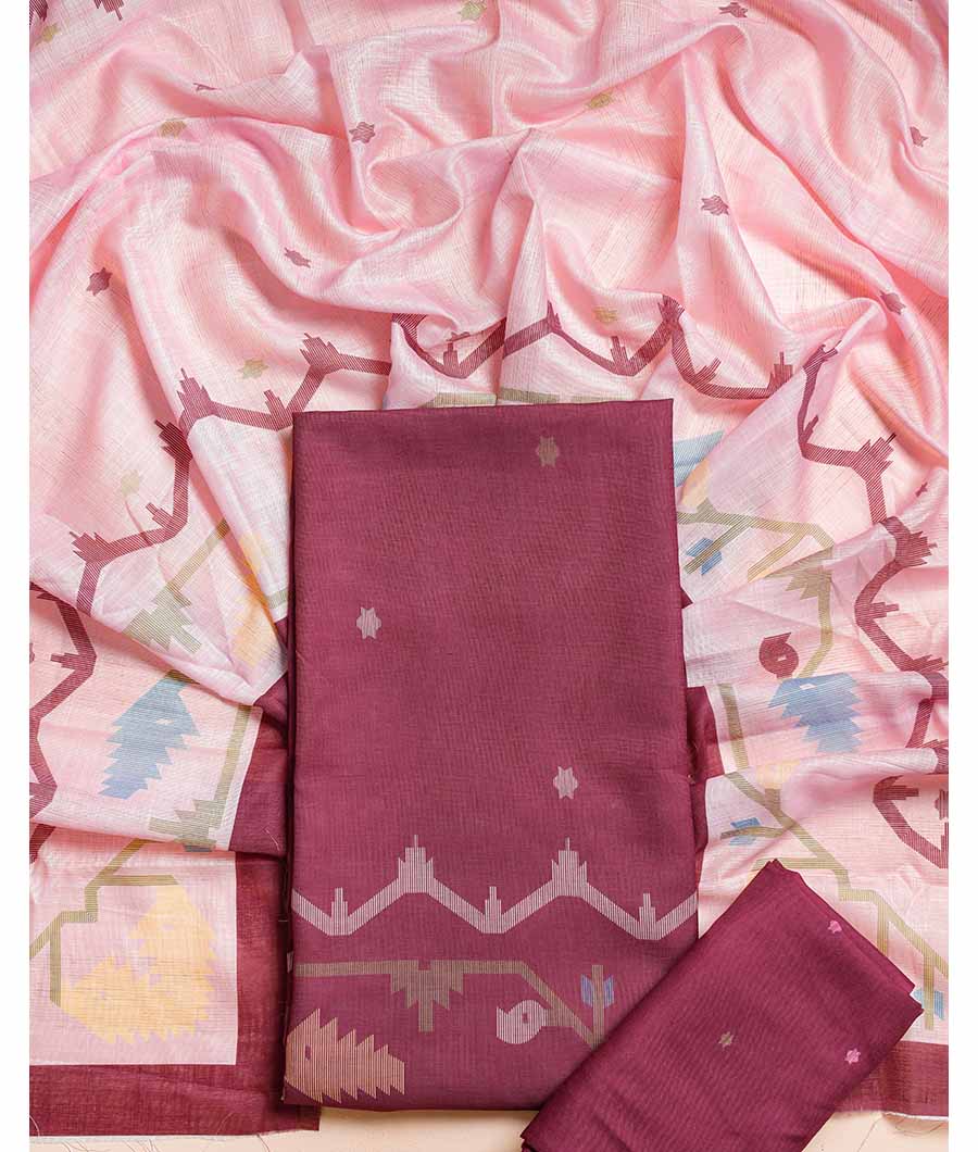 SEMI LINEN JAMDHANI PRINTED SUIT SET