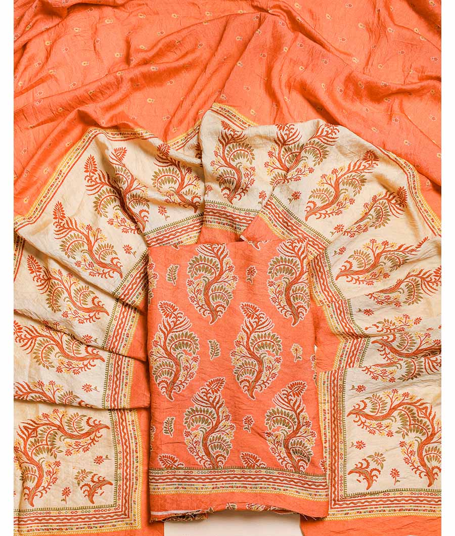 DESI GULBAGH MOGRA CHANDERI SUIT SET