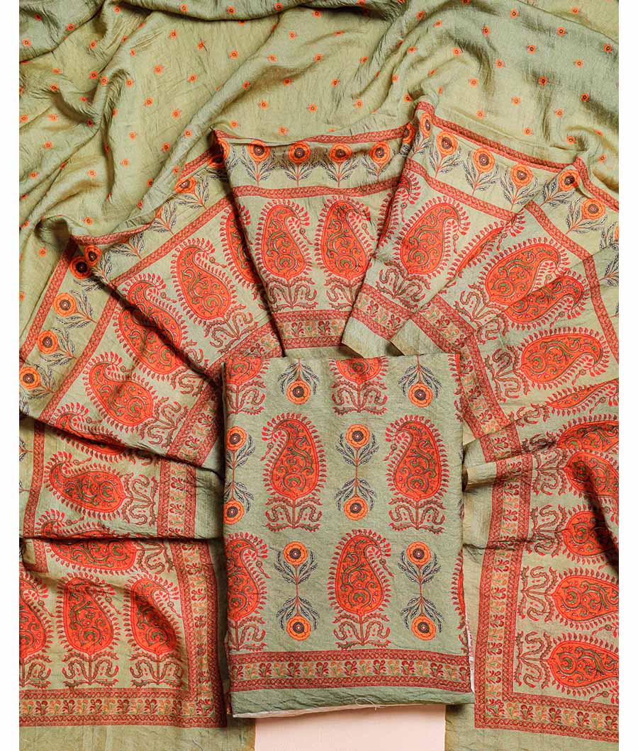 DESI GULBAGH MOGRA CHANDERI SUIT SET
