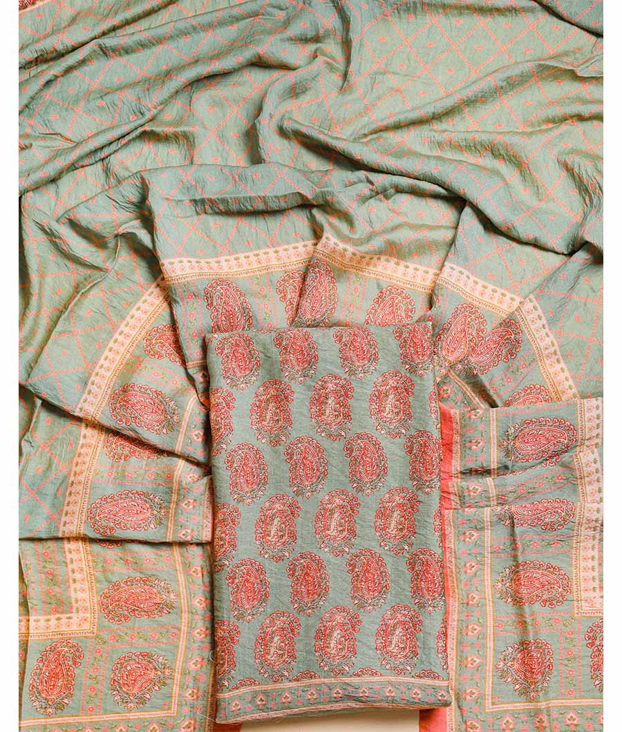 DESI GULBAGH MOGRA CHANDERI SUIT SET