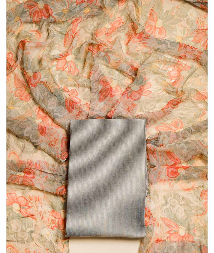 PURE COTTON HANDLOOM WITH CHIFFON DUPATTA SUIT SET