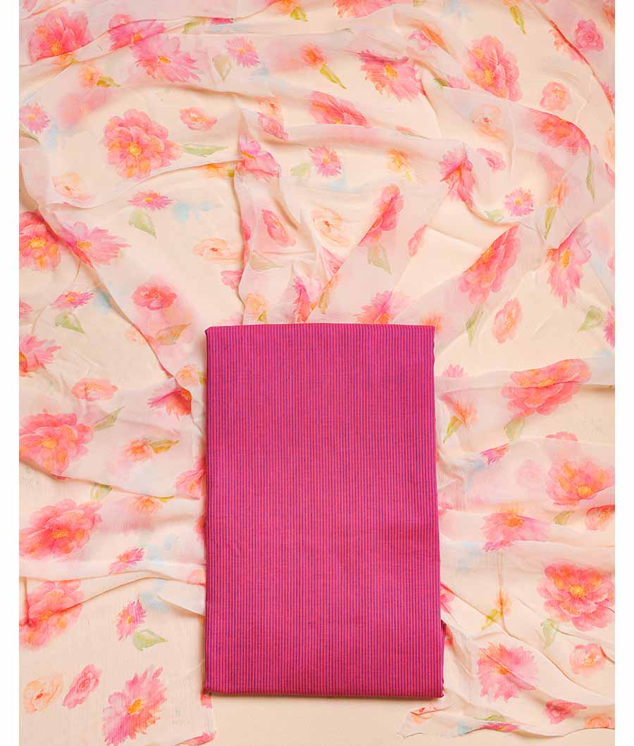 PURE COTTON HANDLOOM WITH CHIFFON DUPATTA SUIT SET