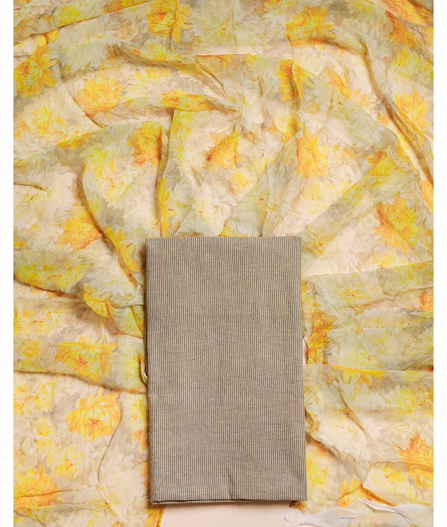 PURE COTTON HANDLOOM WITH CHIFFON DUPATTA SUIT SET