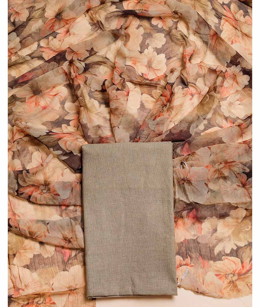 PURE COTTON HANDLOOM WITH CHIFFON DUPATTA SUIT SET