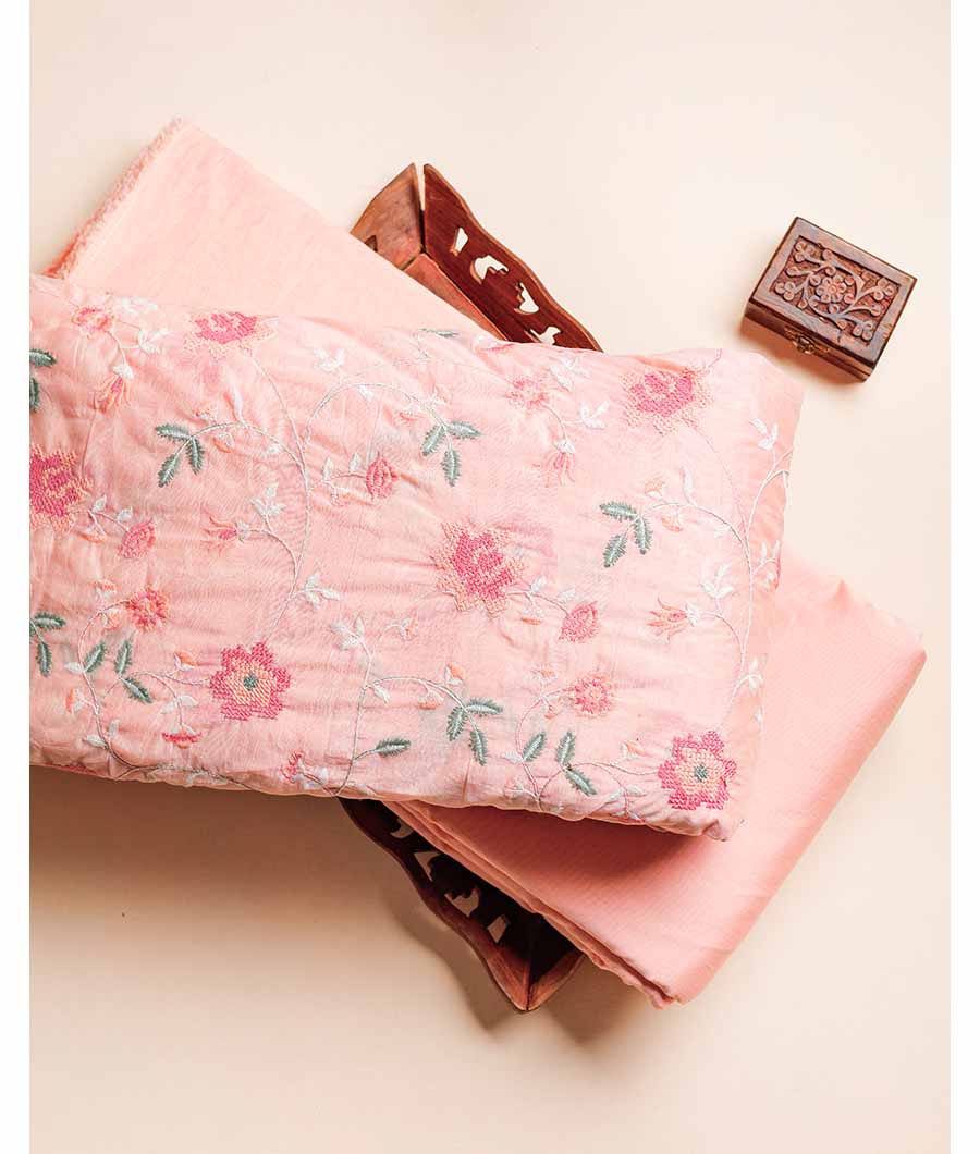 CHANDERI EMBROIDERED & PLAIN FABRIC
