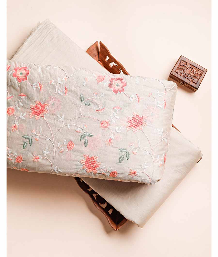 CHANDERI EMBROIDERED & PLAIN FABRIC