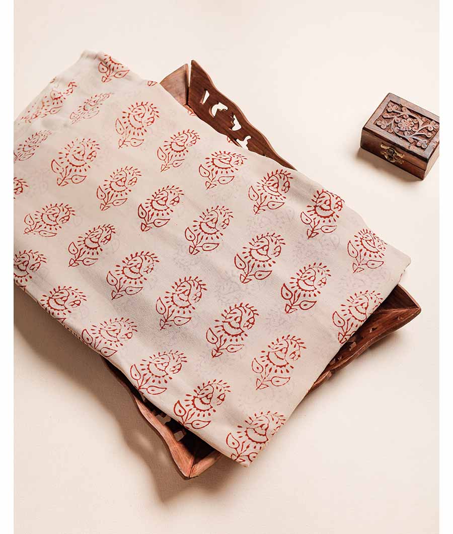 PURE GEORGETTE BAGRU HAND BLOCK PRINTED FABRIC