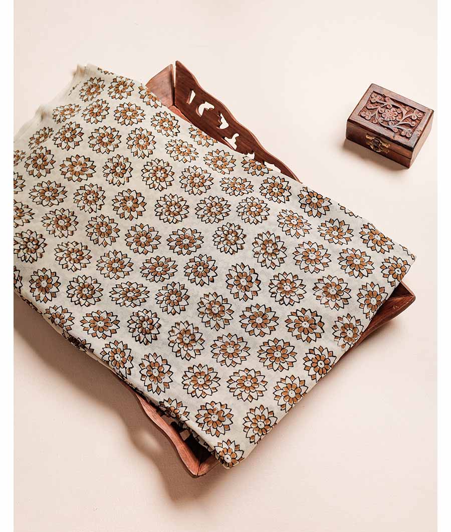 PURE GEORGETTE BAGRU HAND BLOCK PRINTED FABRIC