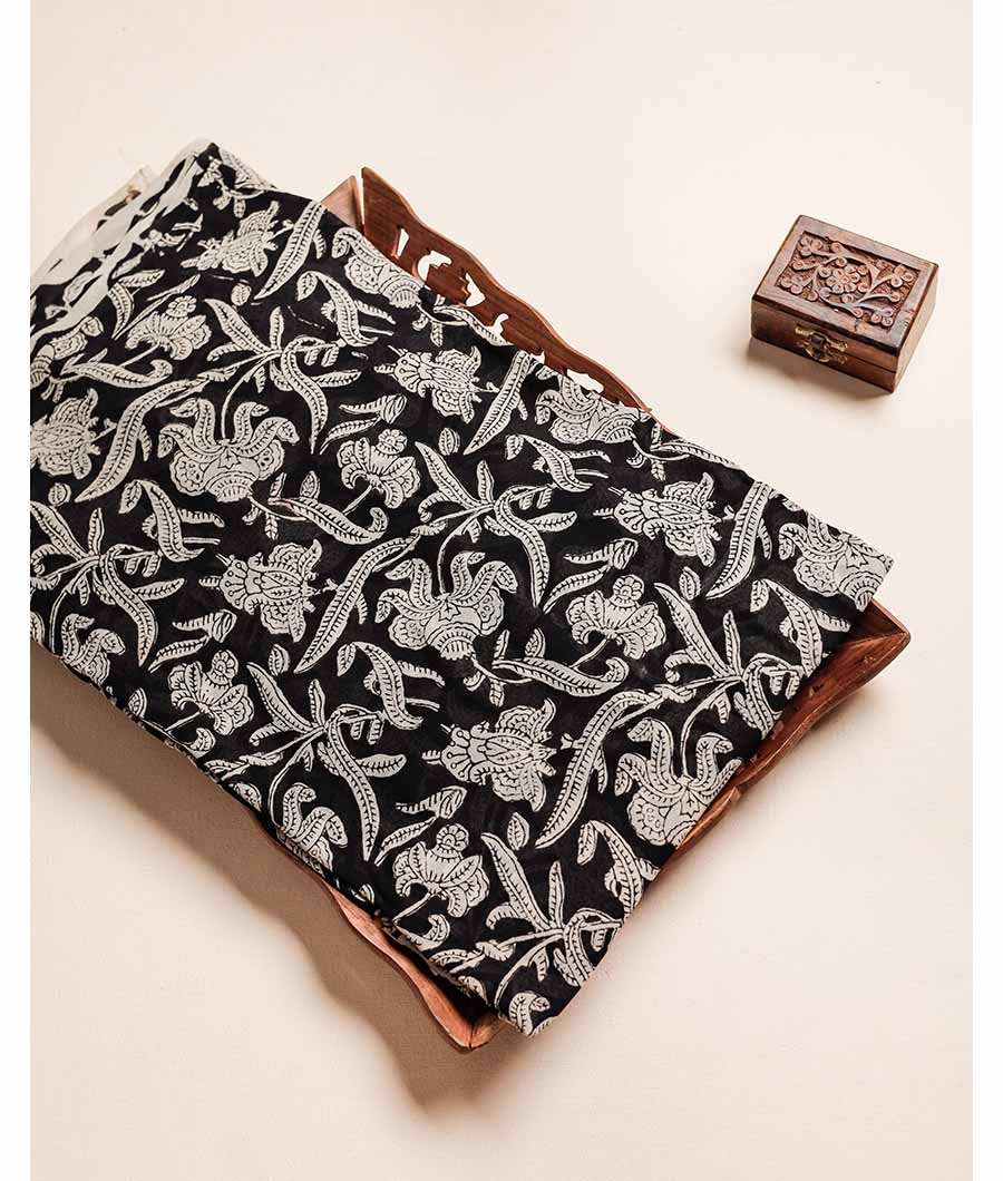 PURE GEORGETTE BAGRU HAND BLOCK PRINTED FABRIC