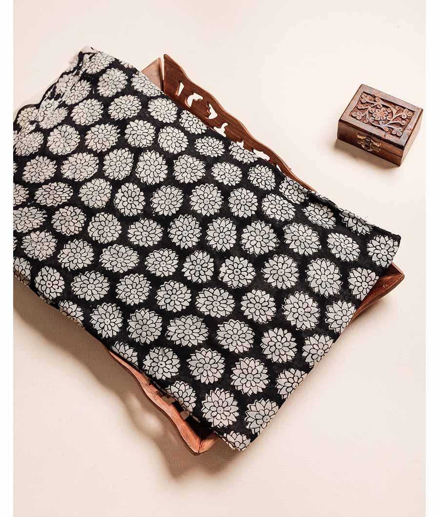 PURE GEORGETTE BAGRU HAND BLOCK PRINTED FABRIC