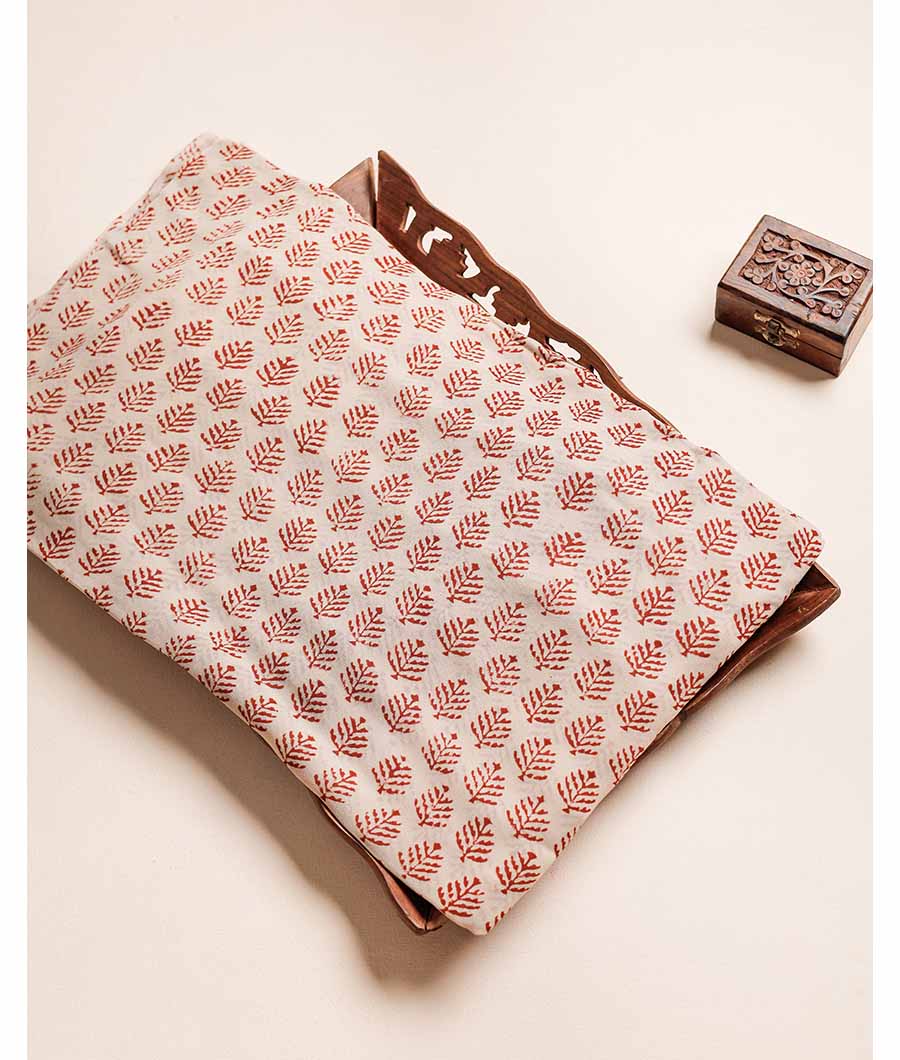 PURE GEORGETTE BAGRU HAND BLOCK PRINTED FABRIC