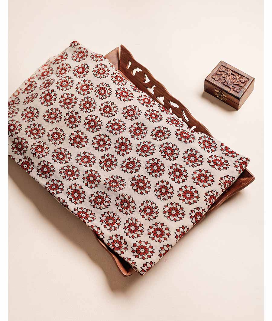 PURE GEORGETTE BAGRU HAND BLOCK PRINTED FABRIC