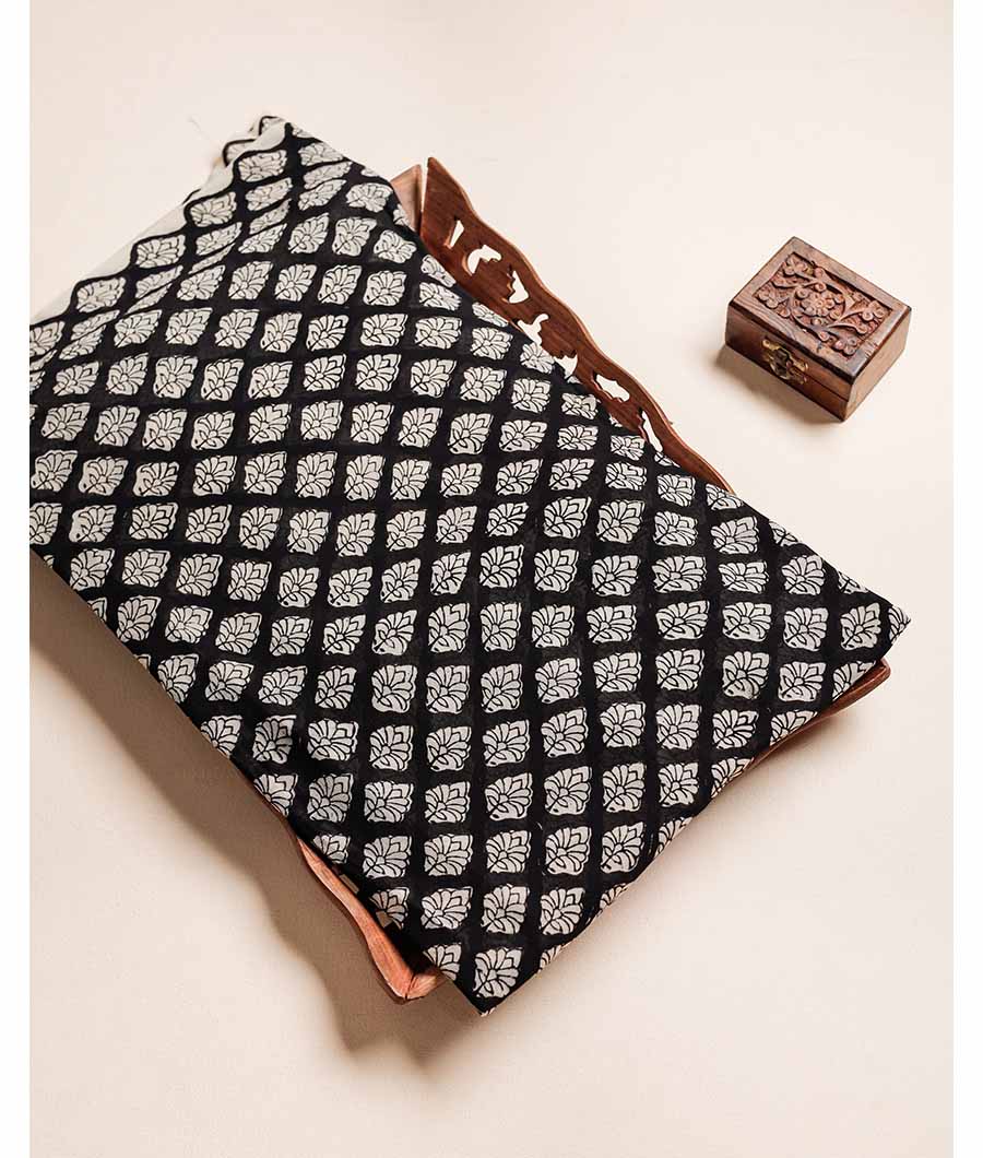 PURE GEORGETTE BAGRU HAND BLOCK PRINTED FABRIC