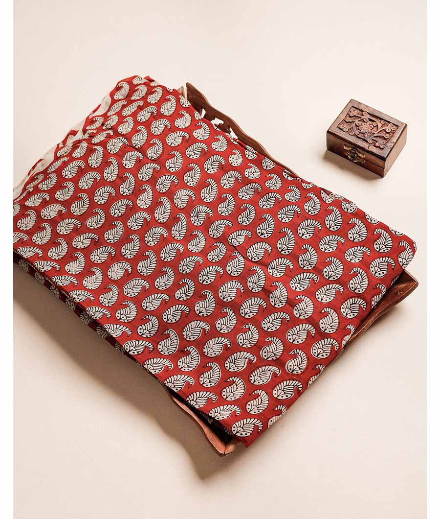 PURE GEORGETTE BAGRU HAND BLOCK PRINTED FABRIC