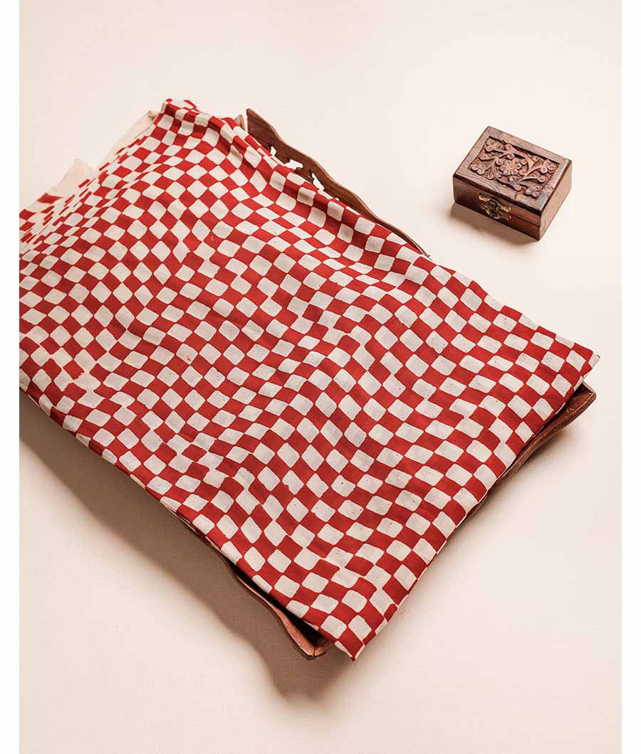 PURE GEORGETTE BAGRU HAND BLOCK PRINTED FABRIC