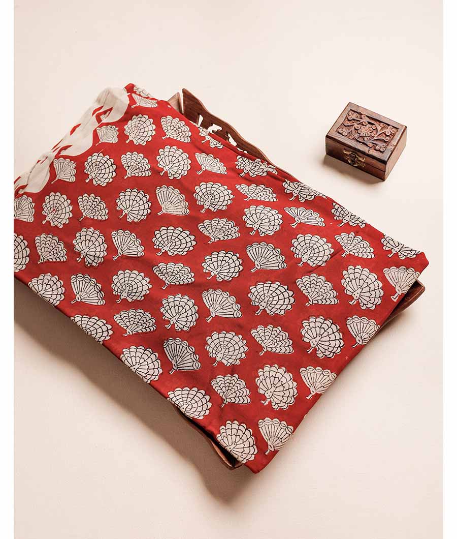 PURE GEORGETTE BAGRU HAND BLOCK PRINTED FABRIC