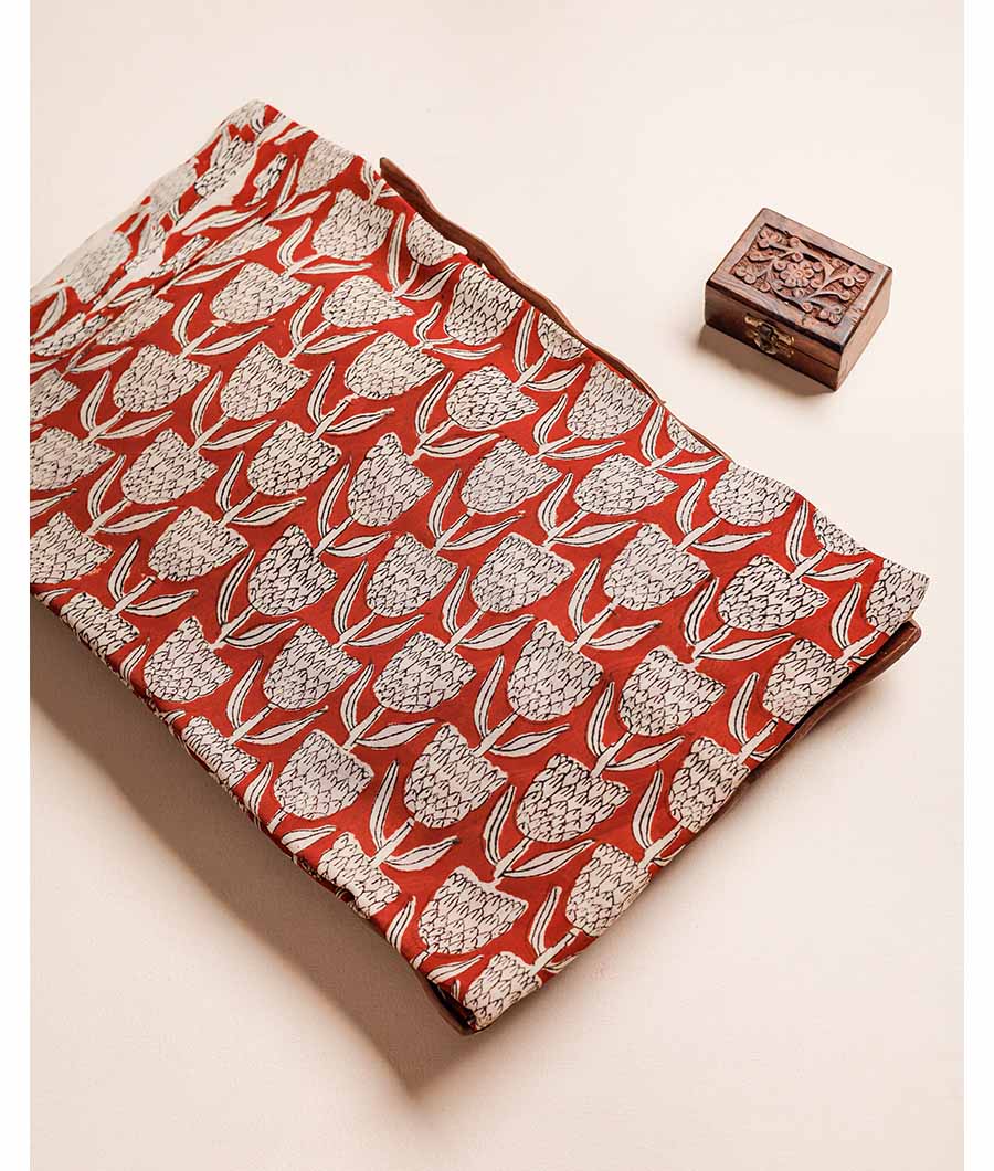 PURE GEORGETTE BAGRU HAND BLOCK PRINTED FABRIC