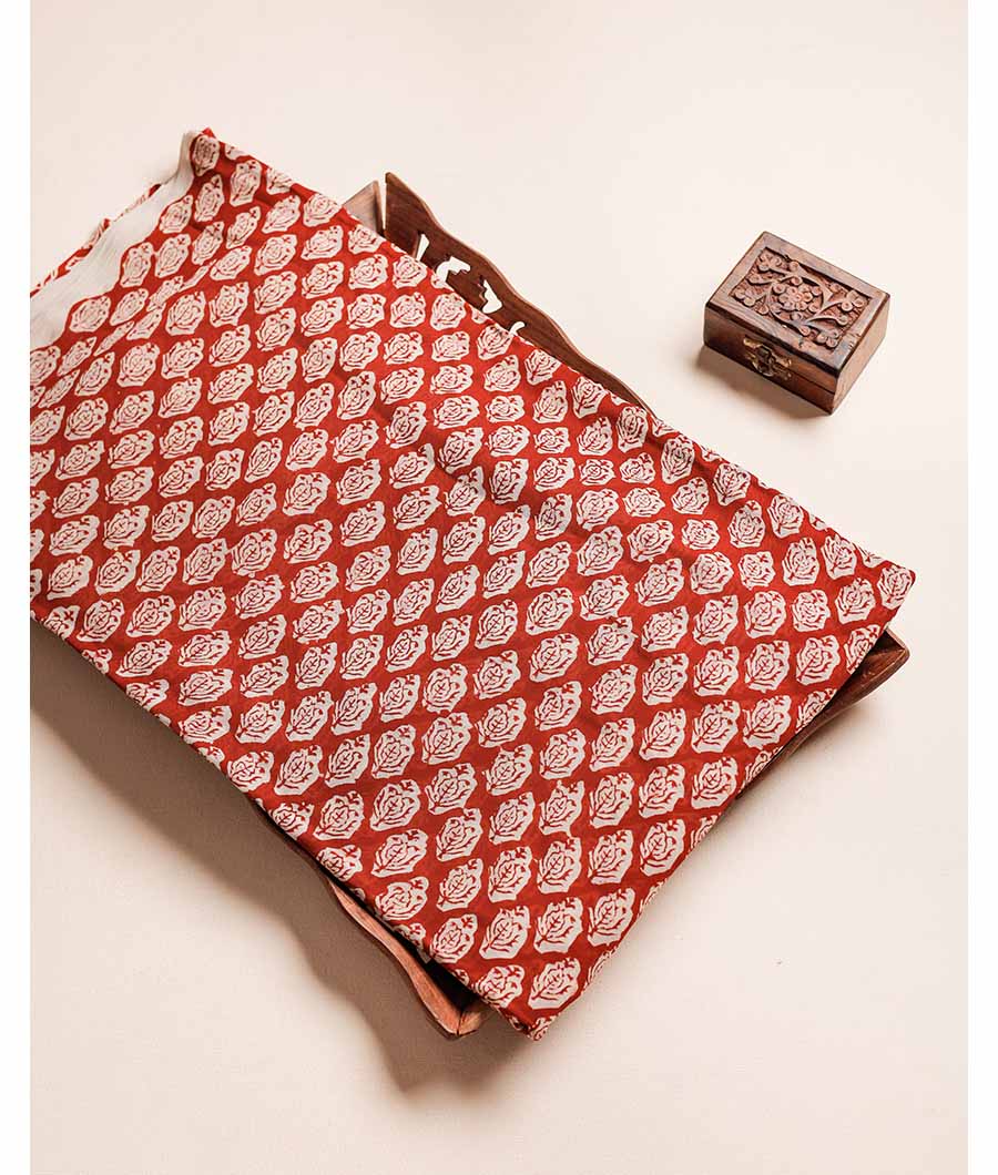 PURE GEORGETTE BAGRU HAND BLOCK PRINTED FABRIC