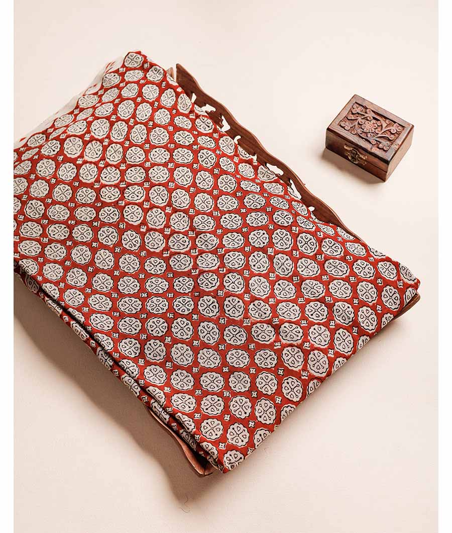 PURE GEORGETTE BAGRU HAND BLOCK PRINTED FABRIC